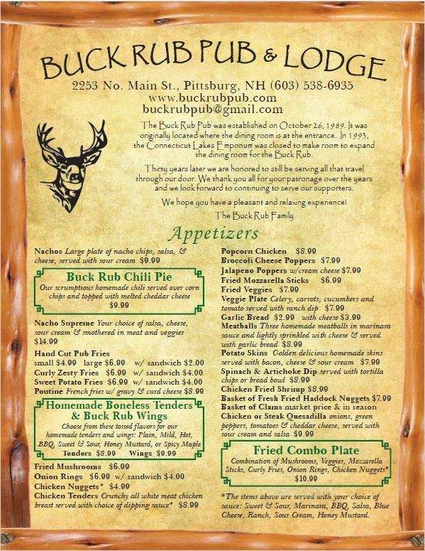 Buck Rub Pizza Pub - Pittsburg, NH