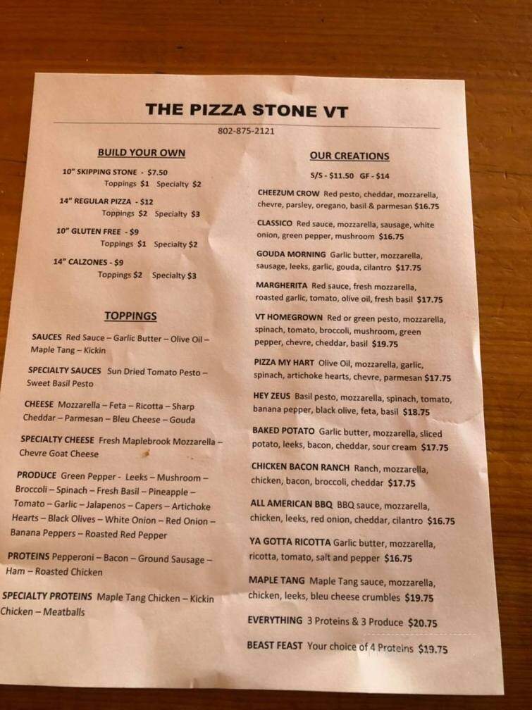 The PIzza Stone VT - Chester, VT