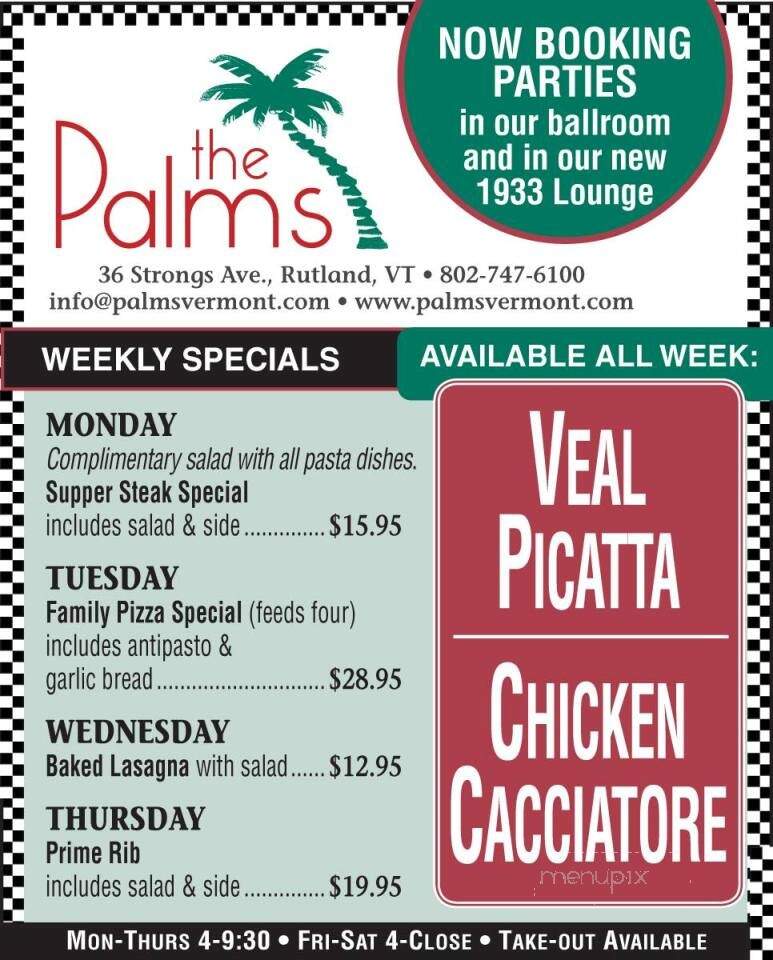 Palms Restaurant - Rutland, VT