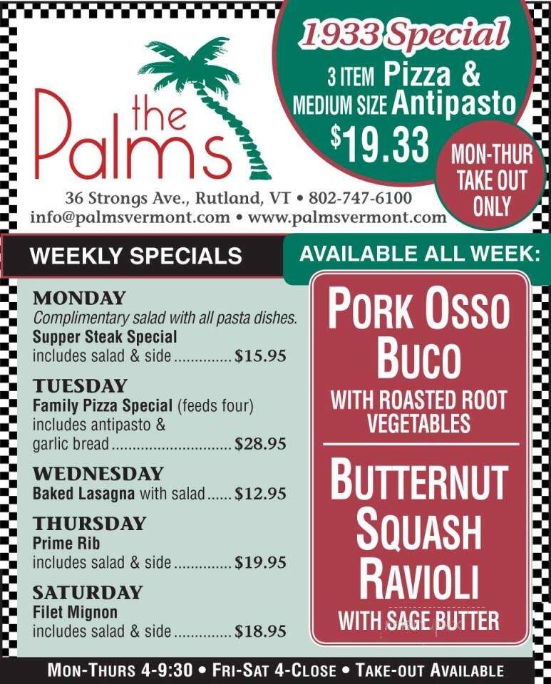 Palms Restaurant - Rutland, VT