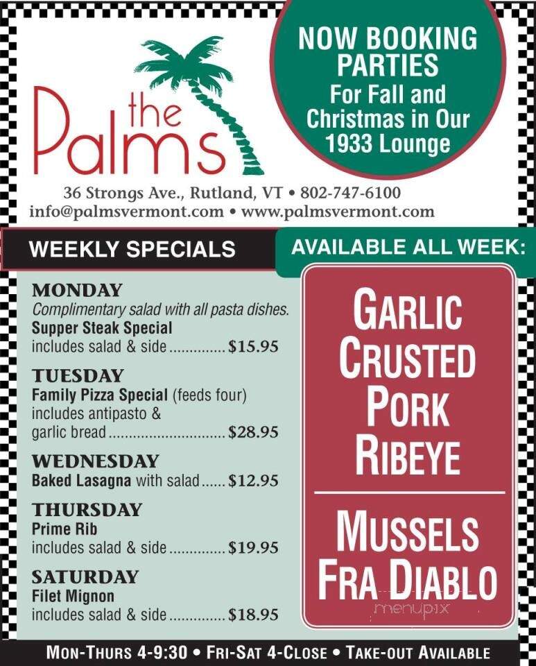 Palms Restaurant - Rutland, VT